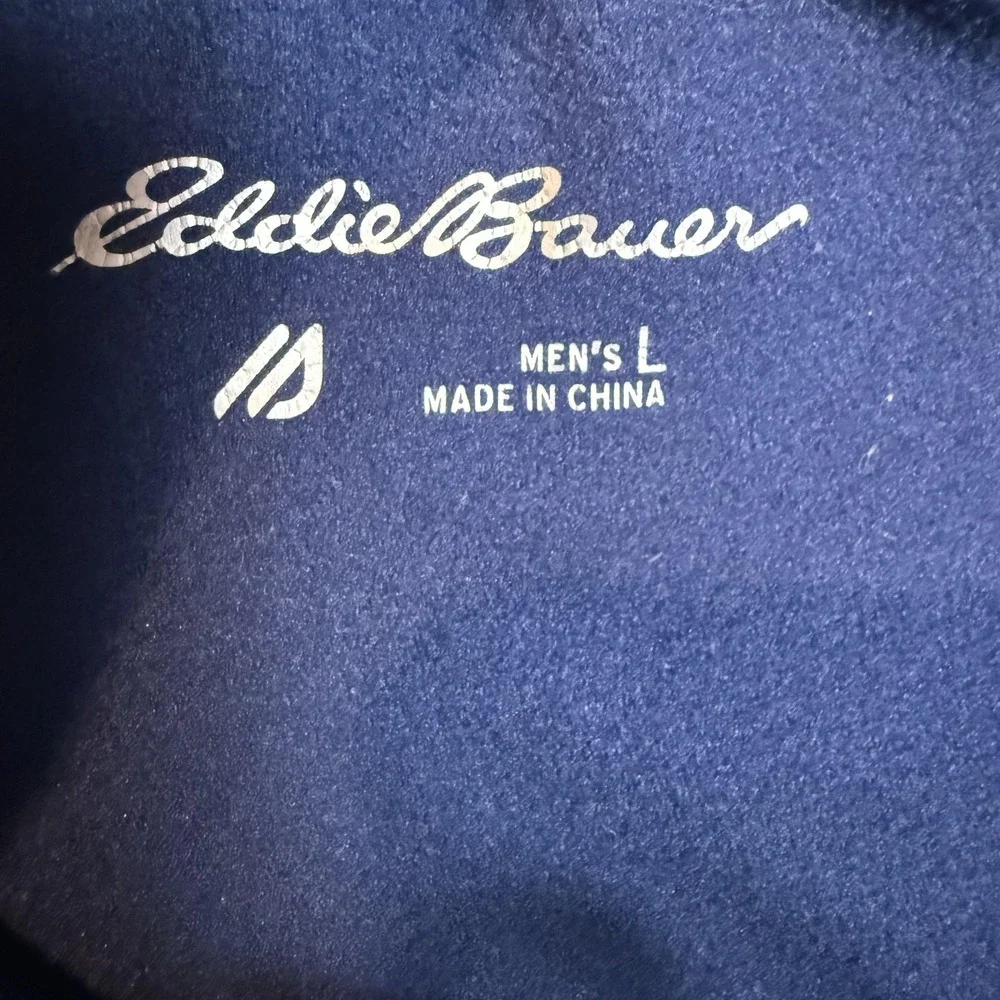 Eddie Bauer Pants Mens Large Blue Fleece Joggers Zip Pocket Athletic Stretch